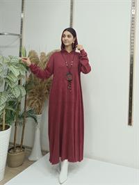 Salaş Kanguru Cepli Elbise Bordo