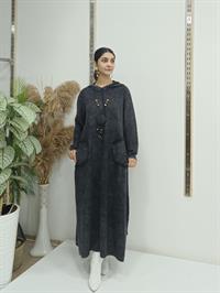 Salaş Kapüşonlu Elbise Antrasit