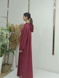 Salaş Kapüşonlu Elbise  Bordo