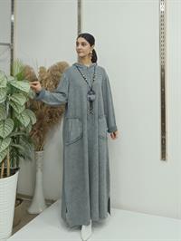 Salaş Kapüşonlu Elbise Gri