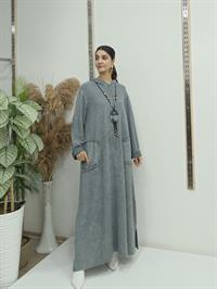 Salaş Kapüşonlu Elbise Gri