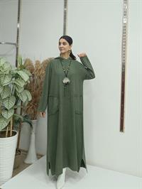 Salaş Kapüşonlu Elbise Haki yeşil