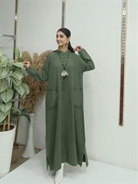 Salaş Kapüşonlu Elbise Haki yeşil