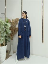 Salaş Kapüşonlu Elbise Lacivert