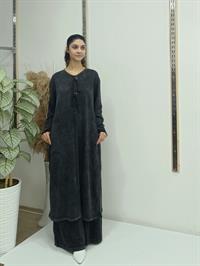 salaş önden düğmeli salaş tunik antrasit