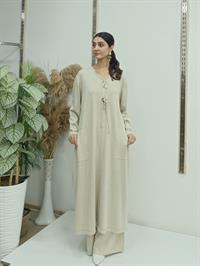 salaş önden düğmeli salaş tunik ekru
