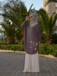 salaş spor tunik koyu vizon