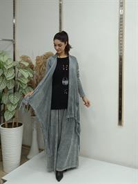 salaş uzun hırka gri