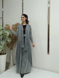 salaş uzun hırka gri