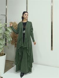 salaş uzun hırka  hakiyeşil