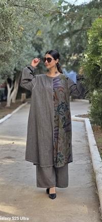 Sude  keten etnik tunik-Gri