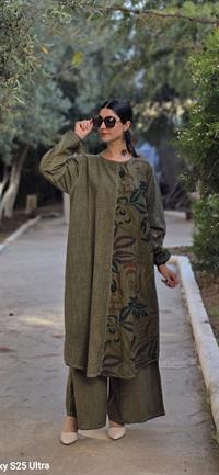 Sude  keten etnik tunik-Haki Yeşil