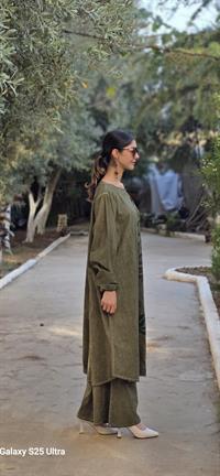 Sude  keten etnik tunik-Haki Yeşil