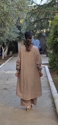 Sude  keten etnik tunik-Taş Rengi