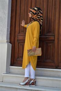 Taşlı Otantik Salaş Tunik - Hardal