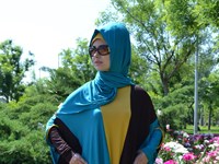 Üç Renkli Salaş Tunik - Kahve Mavi Hardal