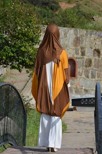 Üç Renkli Salaş Tunik, Bakır-Hardal-Krem