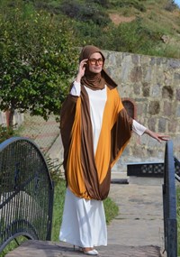 Üç Renkli Salaş Tunik, Bakır-Hardal-Krem