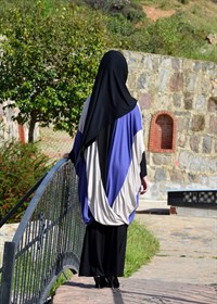 Üç Renkli Salaş Tunik, Bej - Mor - Siyah