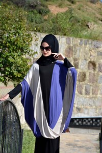 Üç Renkli Salaş Tunik, Bej - Mor - Siyah