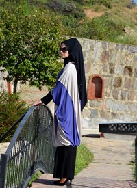 Üç Renkli Salaş Tunik, Bej - Mor - Siyah