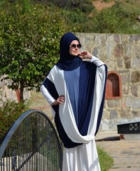 Üç Renkli Salaş Tunik, Lacivert-Beyaz-Kot