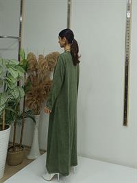 Yandan Düğmeli Elbise Haki Yeşil