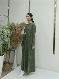 Yandan Düğmeli Elbise Haki Yeşil