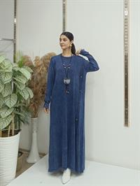 Yandan Düğmeli Elbise Lacivert