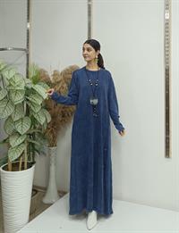 Yandan Düğmeli Elbise Lacivert