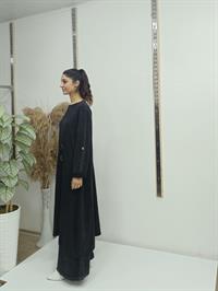 yandan düğmeli salaş uzun tunik  antrasit