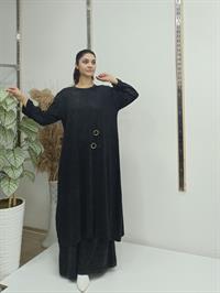 yandan düğmeli salaş uzun tunik  antrasit