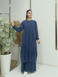 yandan düğmeli salaş uzun tunik laci