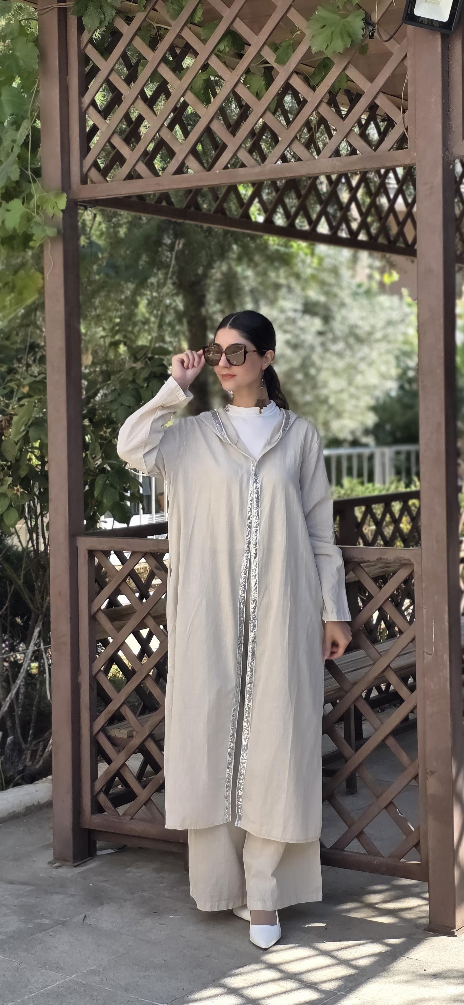  keten salaş tarz hırka kimono-Taş rengi