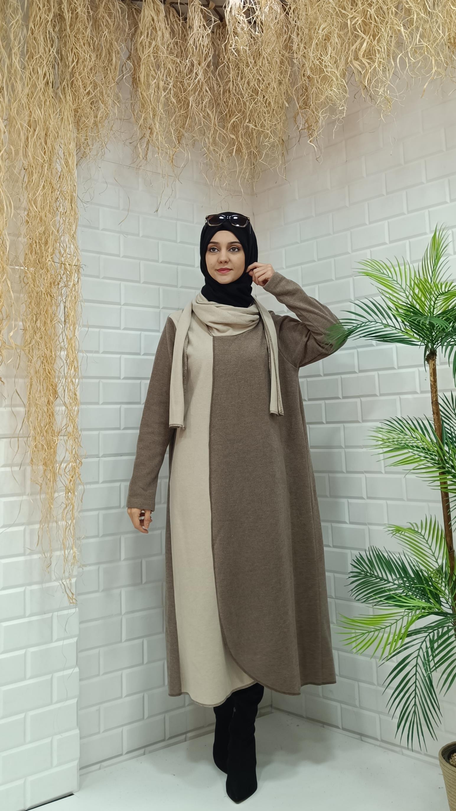 atkılı ferace vizon ekru