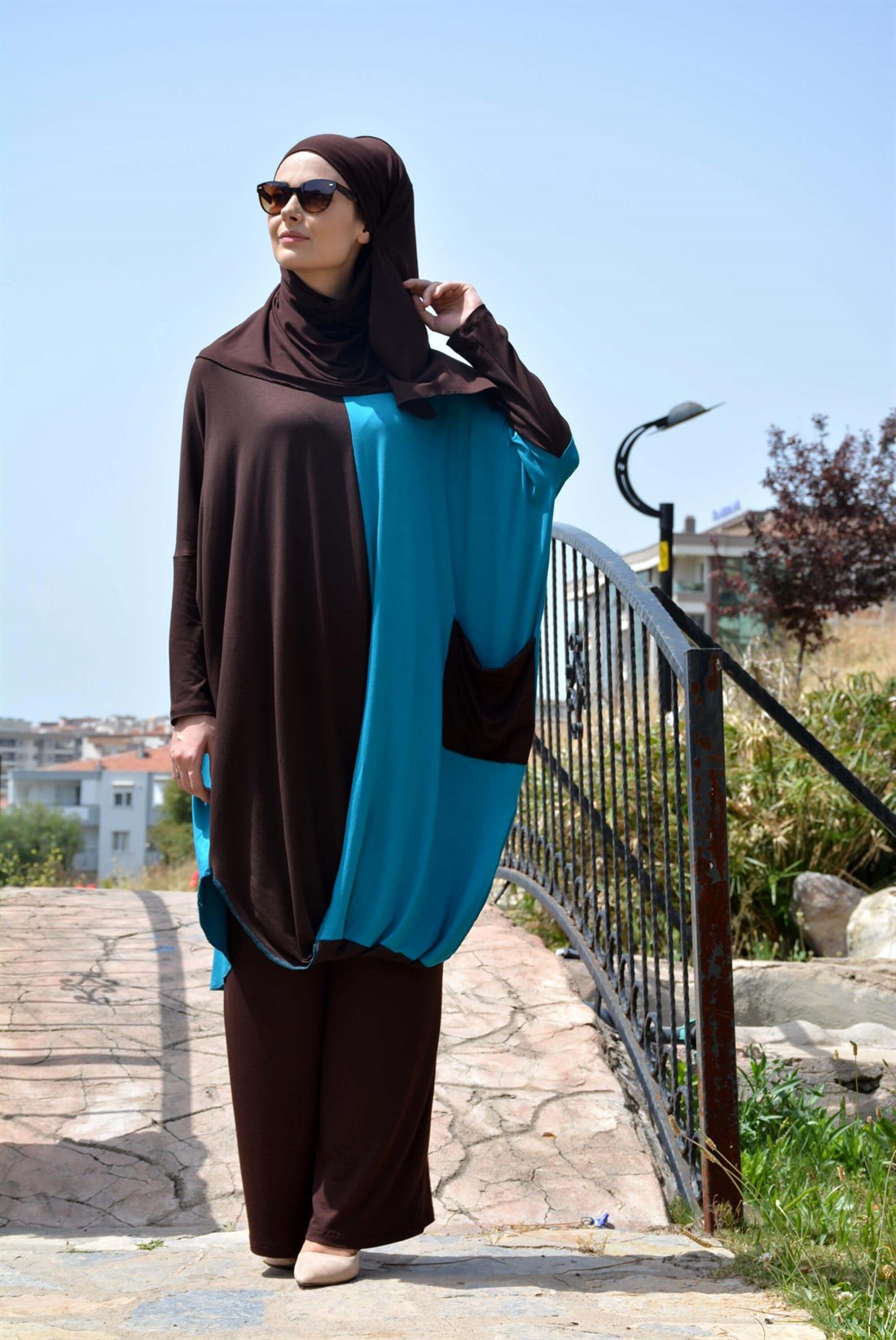 Hira Tunik Turkuaz-Kahve