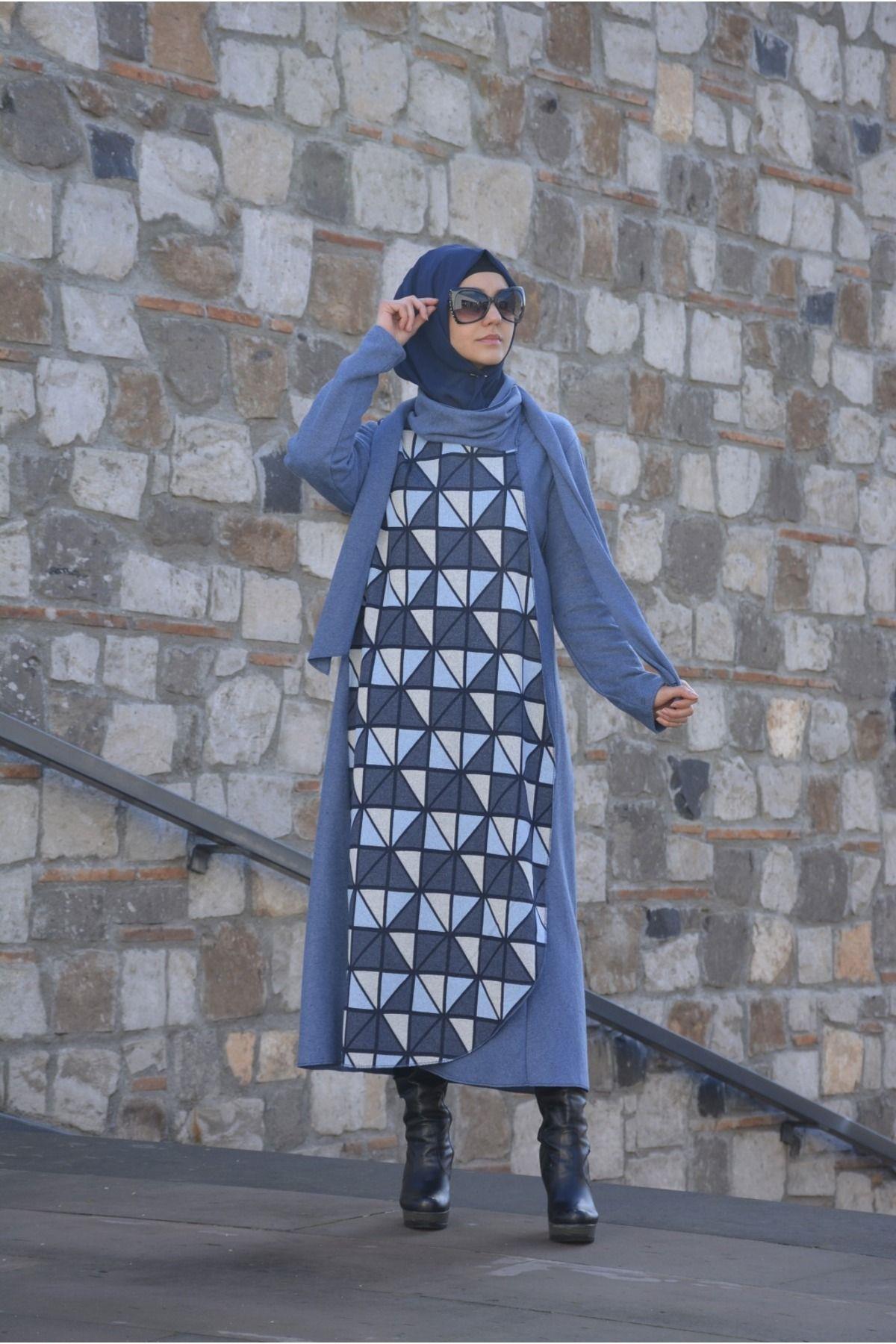 Kadın Degaje Yaka Atlı Ferace