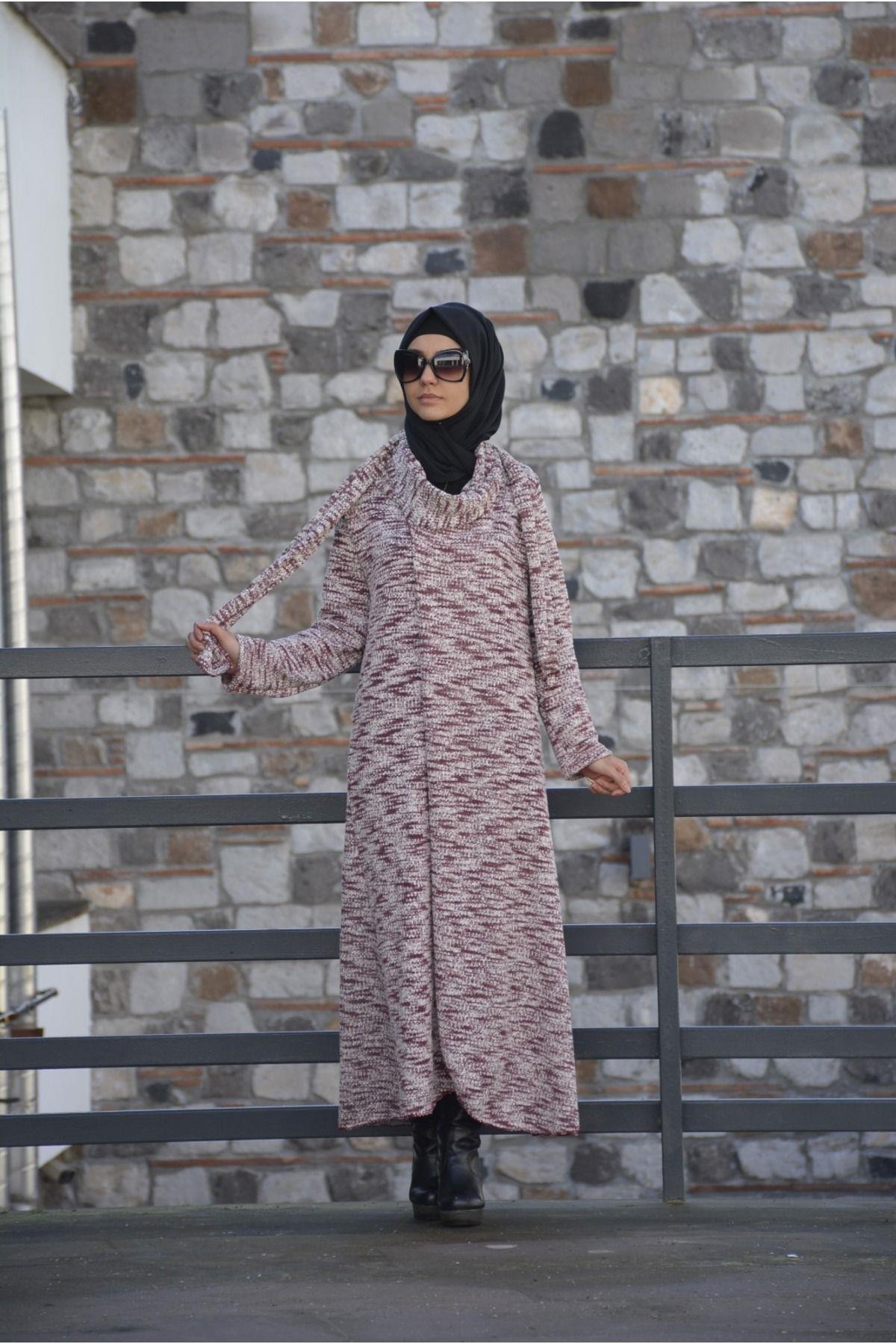 Kadın Degaje Yaka Atlı Ferace