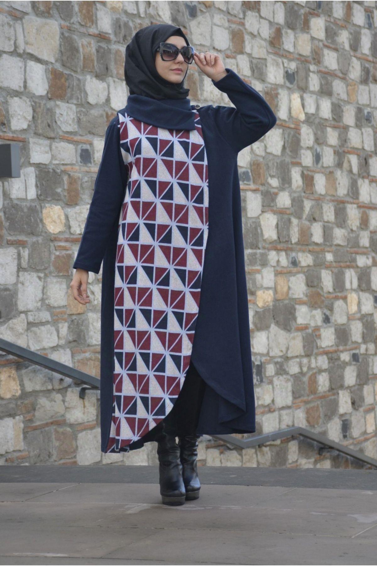 Kadın Degaje Yaka Düğmeli Ferace