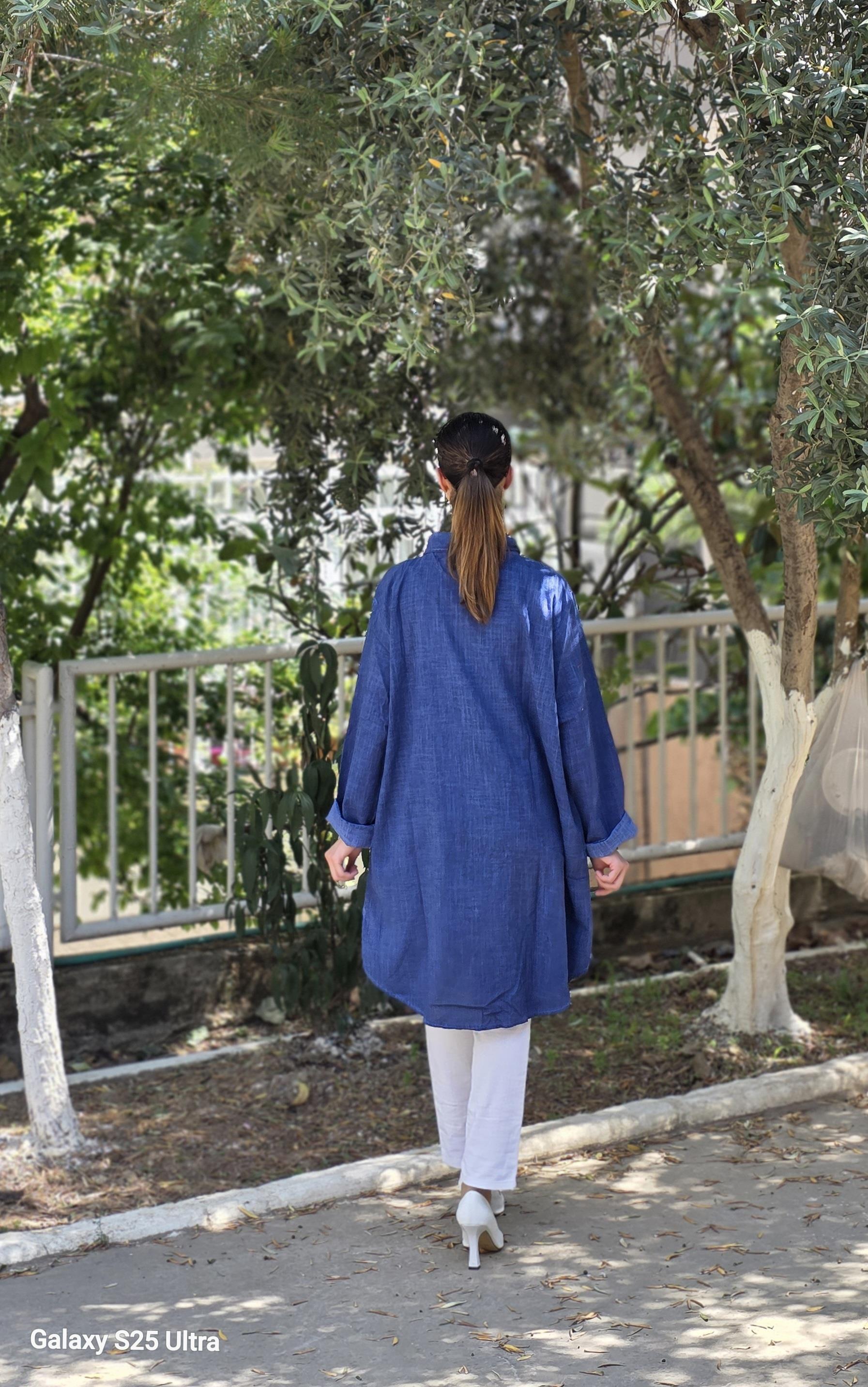 keten dümeli gömlek lacivert