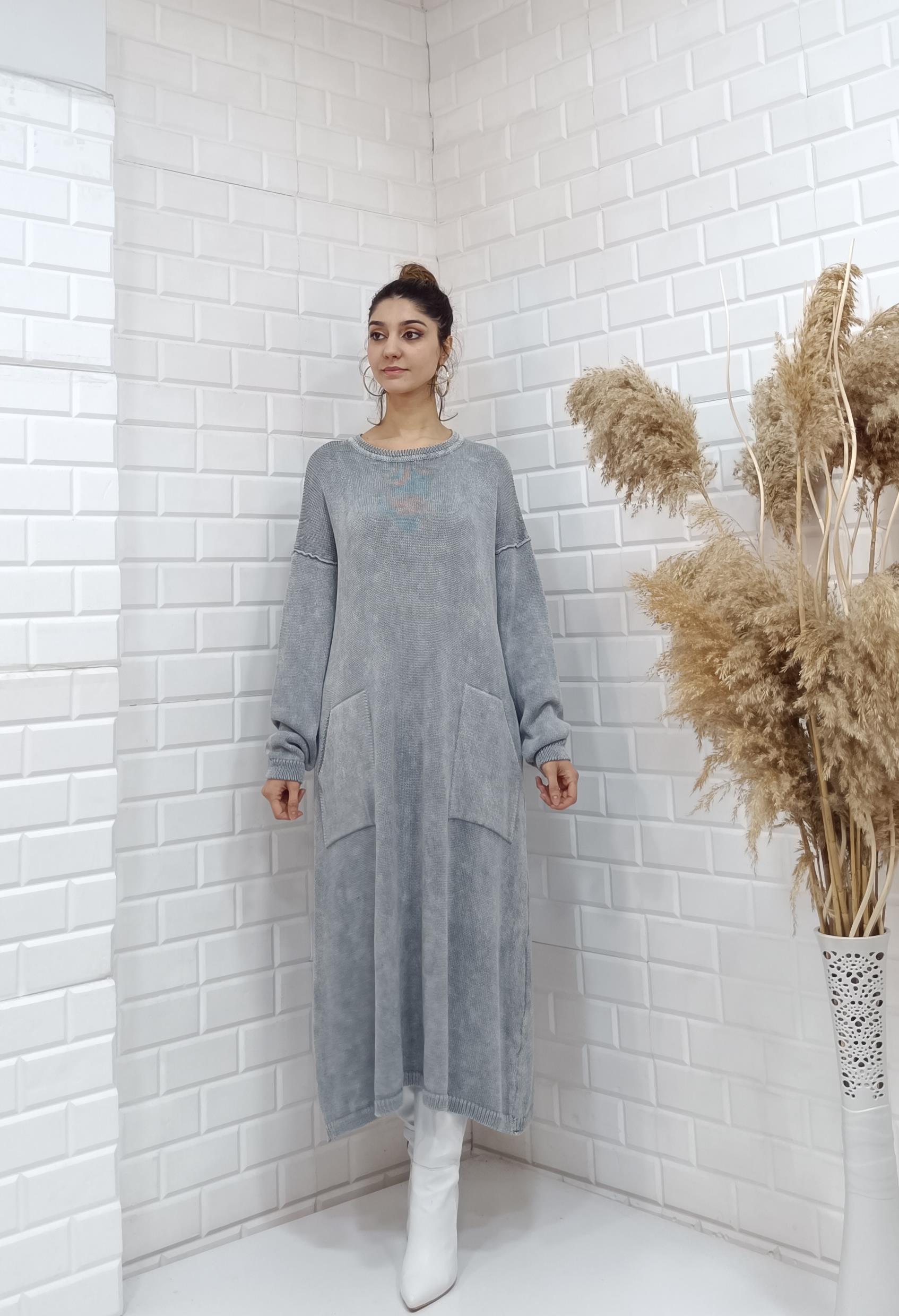 rahat basıc uzun tunik gri