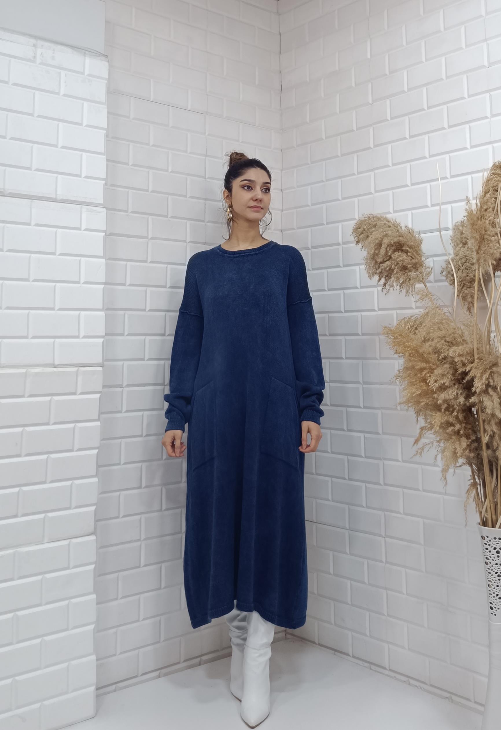 rahat basıc uzun tunik lacivert
