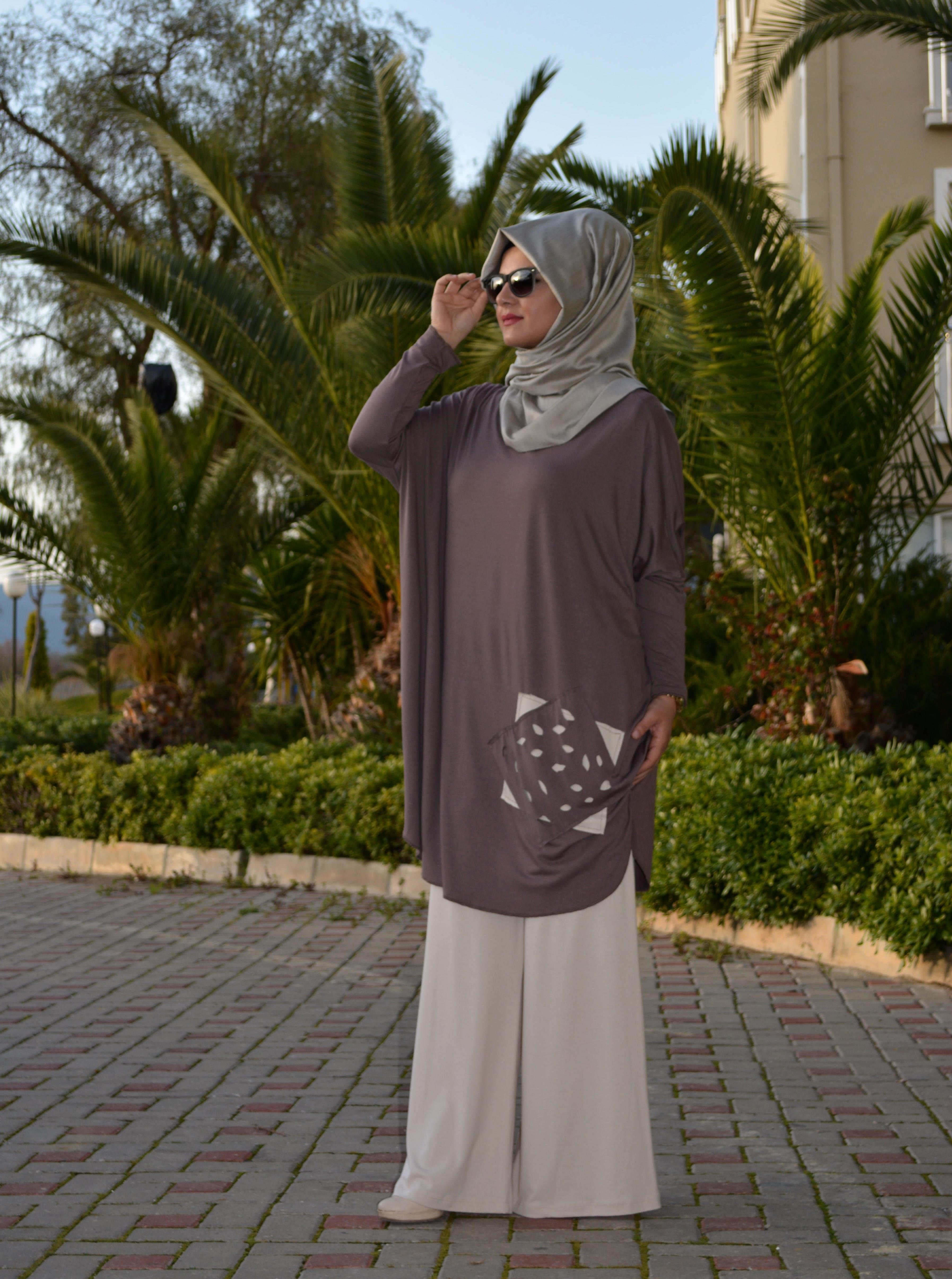 salaş spor tunik koyu vizon