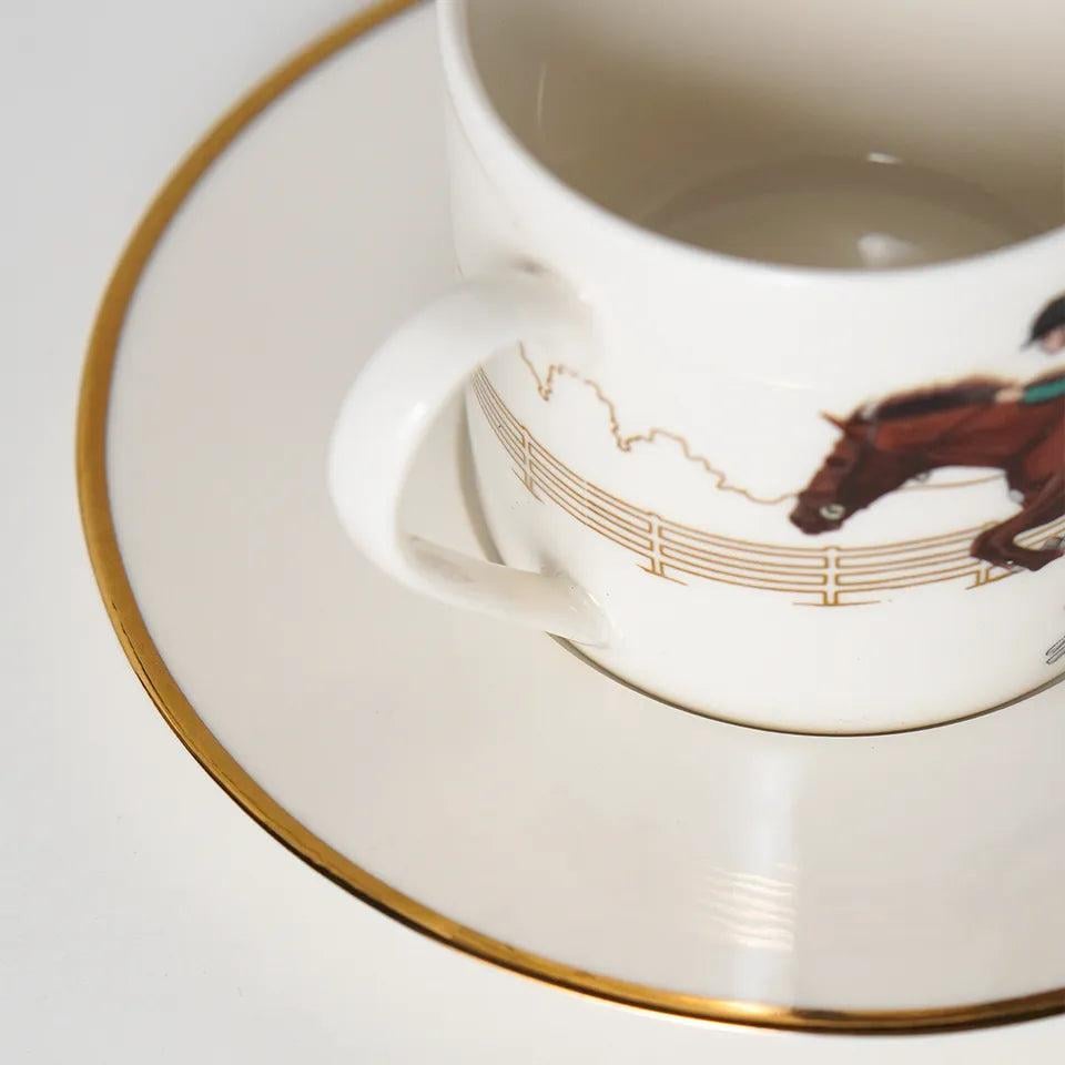 Equestrian Yeşil Ceket Porselen Çay Fincanı