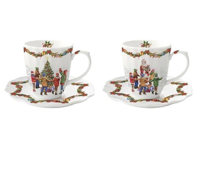 Easy Life Christmas Round Dance 2'li Porselen Kahve Fincanı 110ml & Tabak Christmas Round Dance