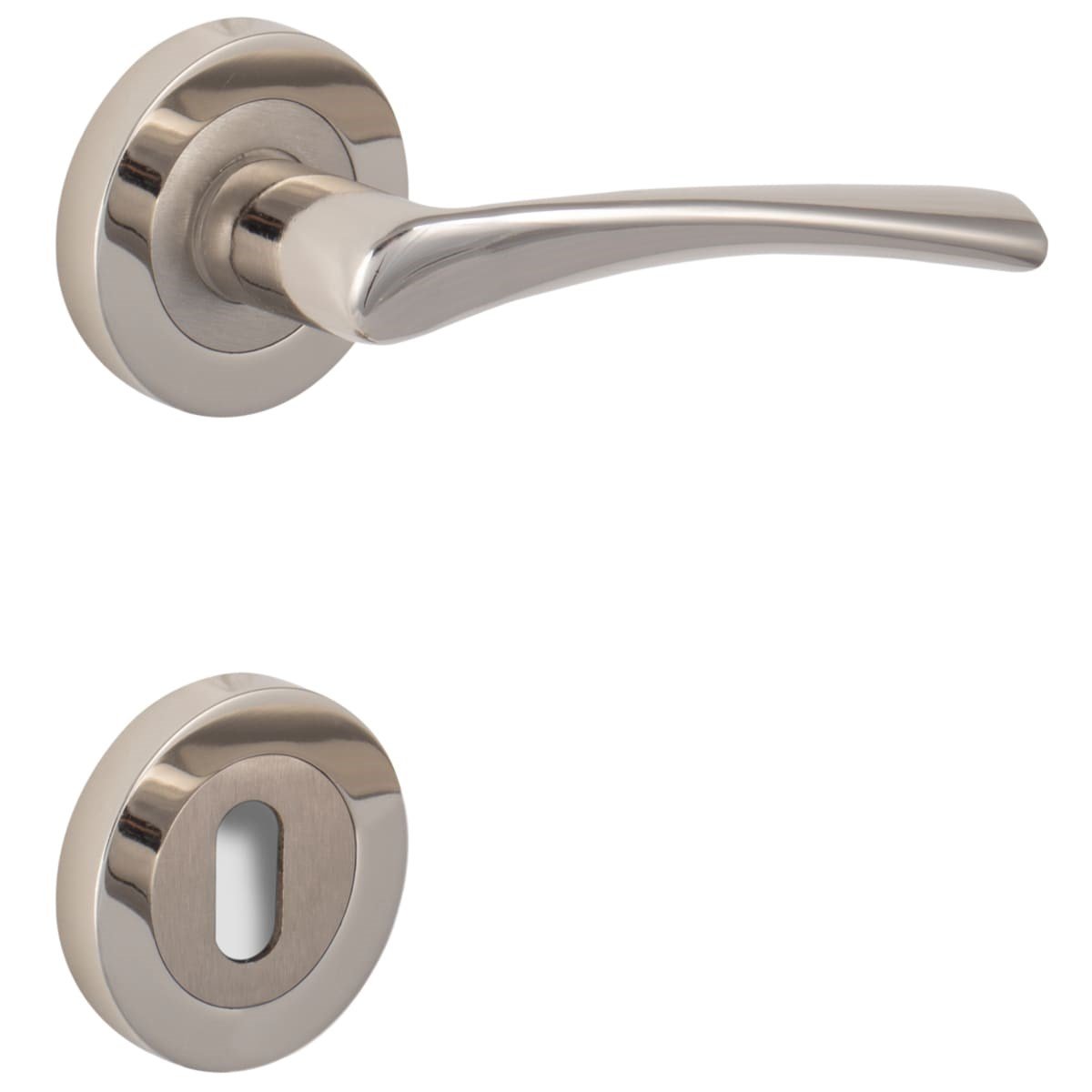 Bravo Rozetli Kapı Kolu Nikel|Saten