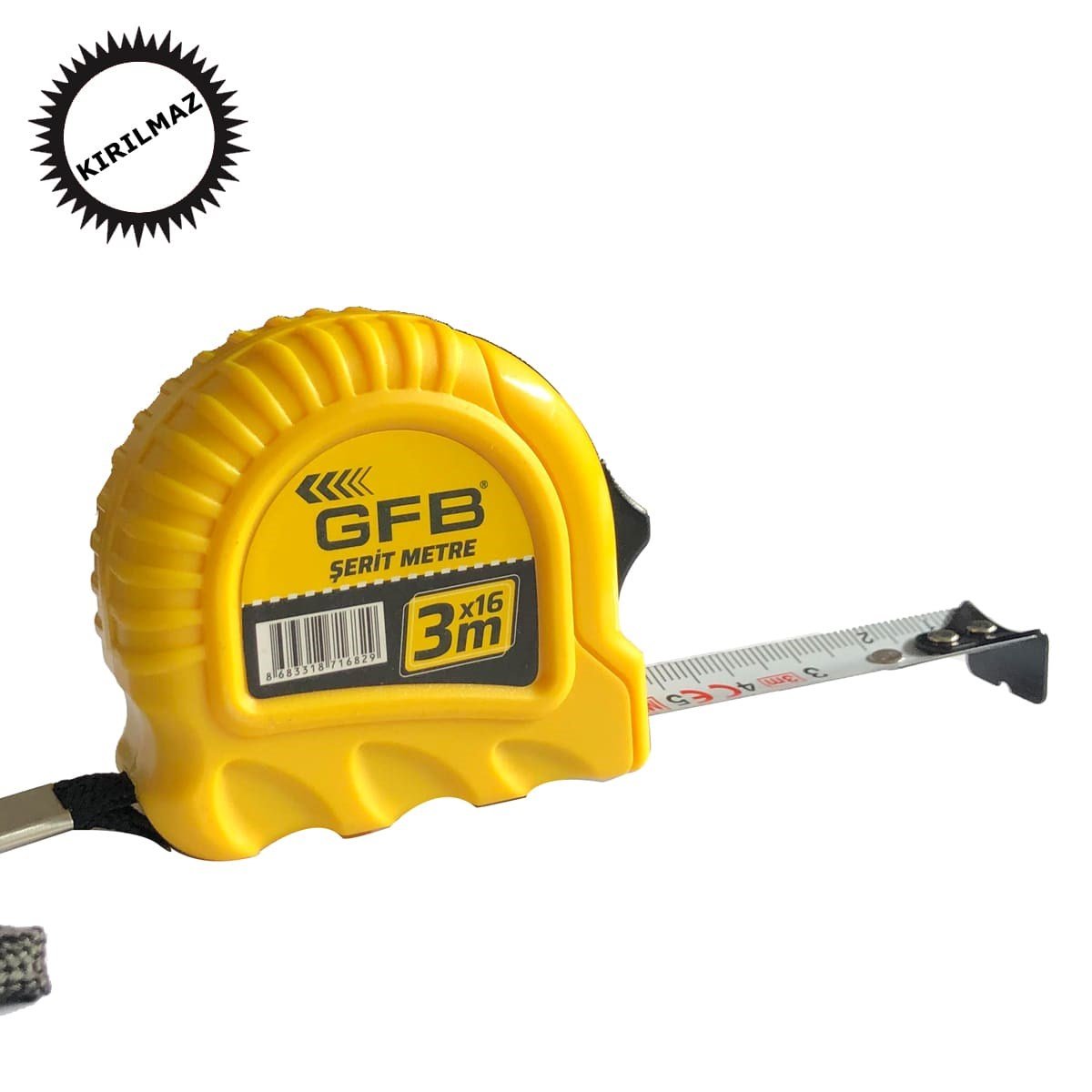 Gfb 16 mm-3 Metre Kırılmaz Çelik Şerit Metre