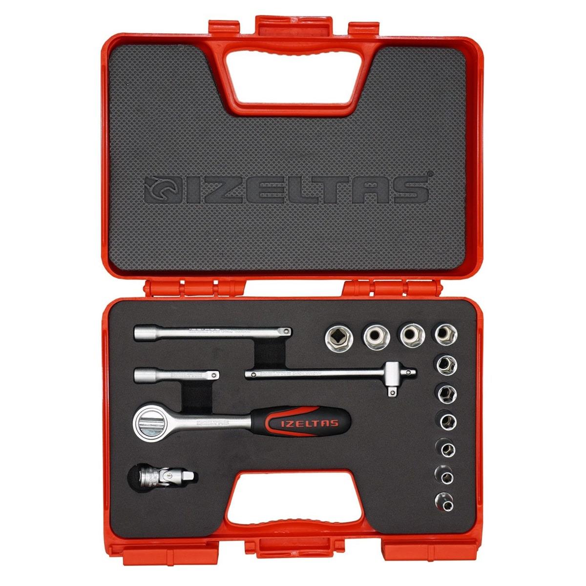 İZELTAŞ 15 Parça 1/4 Altı Köşe Lokma Anahtar Takımı