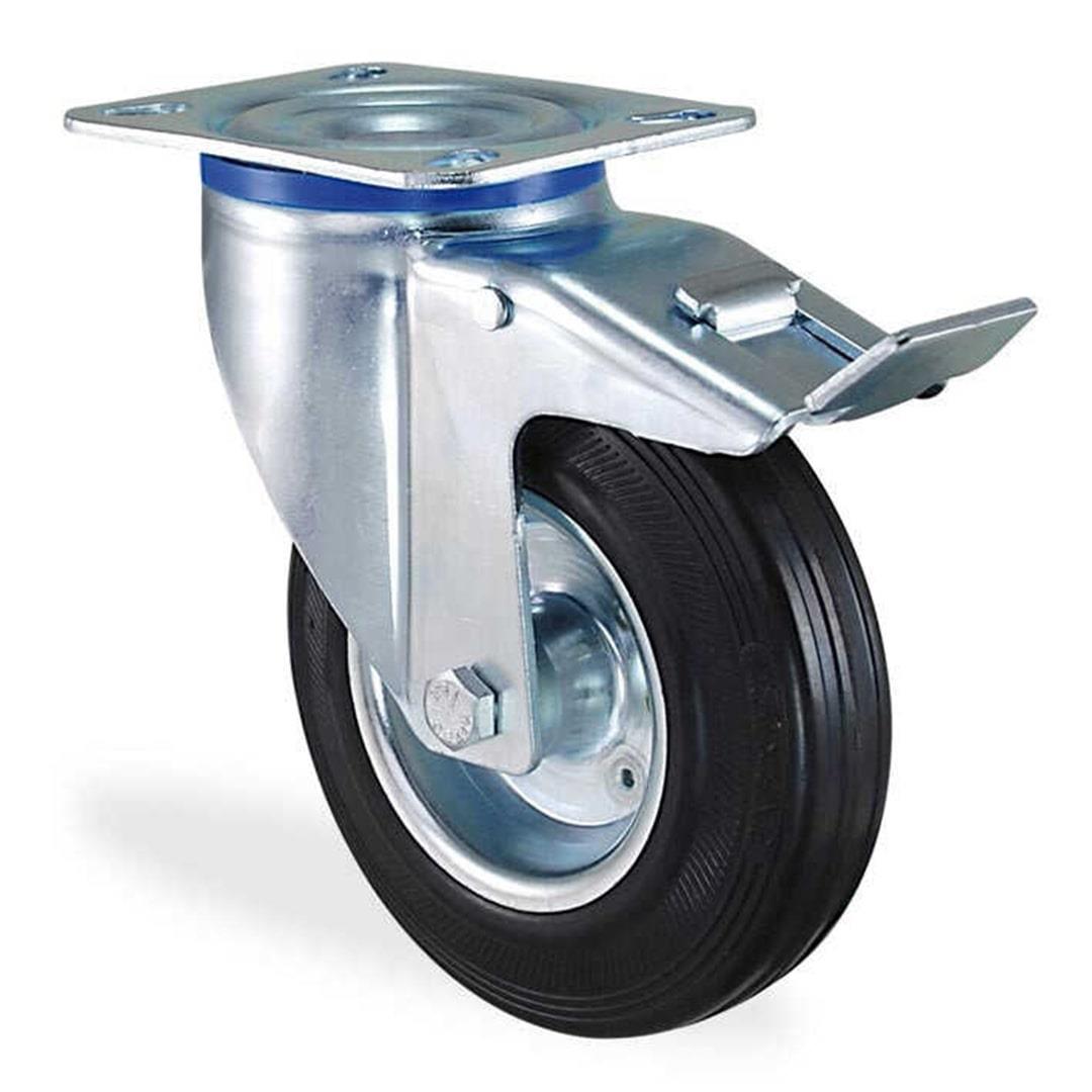 Kauçuk Frenli Tablalı Teker 80 mm