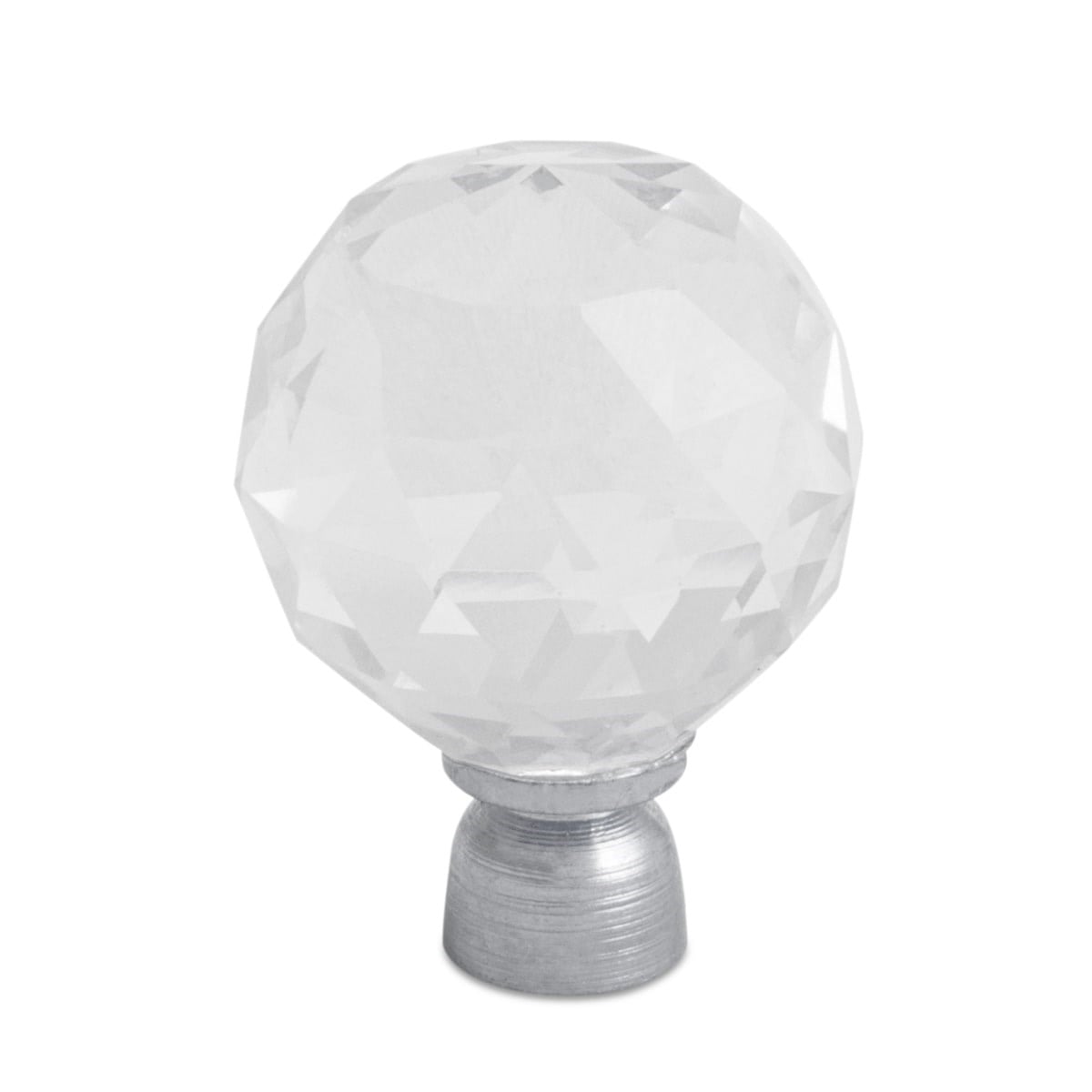 KRİSTAL DÜĞME 30 MM KROM | ŞEFFAF